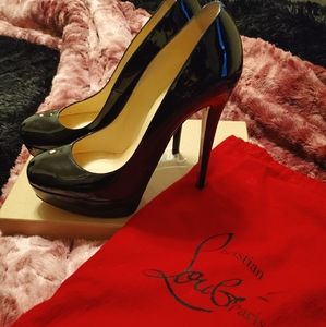 Christian Louboutin black patent platforms